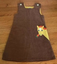 VTG Sylvia Whyte Girls Size 6 Pinafore Apron Dress Corduroy Giraffe jumper dot - £19.76 GBP