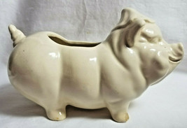 USA Pottery Pot Planter Figurine Vintage Pig Hog Container White - £31.94 GBP