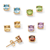 PalmBeach Jewelry 4.92 TCW 5-Pairs Gemstone Earrings 18k Gold-plated Silver - £57.01 GBP
