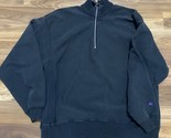 Vintage Champion 1/4 Zip Pullover Black Sweatshirt Size XL ? 80s 90s - £22.14 GBP