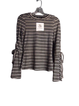 Miss Chievous Lace Up Bell Sleeve Blouse Black &amp; White Stripe Juniors Small - $15.84