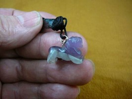 (an-lion-9) little LION purple gemstone carving Pendant NECKLACE stone F... - £6.03 GBP