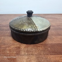 Vintage Wooden Round Kum Kum Powder Tika Box Original Old Brass Fitted. - £30.08 GBP