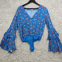 Intimately Free People Womens Bodysuit Small Shes Dainty Blue Flowers Festival - $23.71