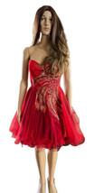 Fiesta Peacock Sleeveless Crystal Embellished Fit &amp; Flare Red Dress Women Small - £31.05 GBP