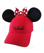 Disney Minnie Mouse Embroidered Baseball Cap Hat Ears Polka Dot Bow Adju... - £23.60 GBP