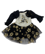 Dollie &amp; Me Doll Dress Black with Gold Sparkly Flowers for 18 in Doll - $16.14
