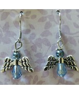 Angel Earrings ~ Silver w/Blue Bead ~ Alloy ~ 1.5&quot; Dangle Earrings ~ 99 - $28.05 CAD