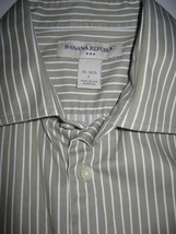 Banana Republic Mens Cotton Ls Green Pinstripe SHIRT-(L)16-16 1/2-GENTLY Worn - £5.24 GBP