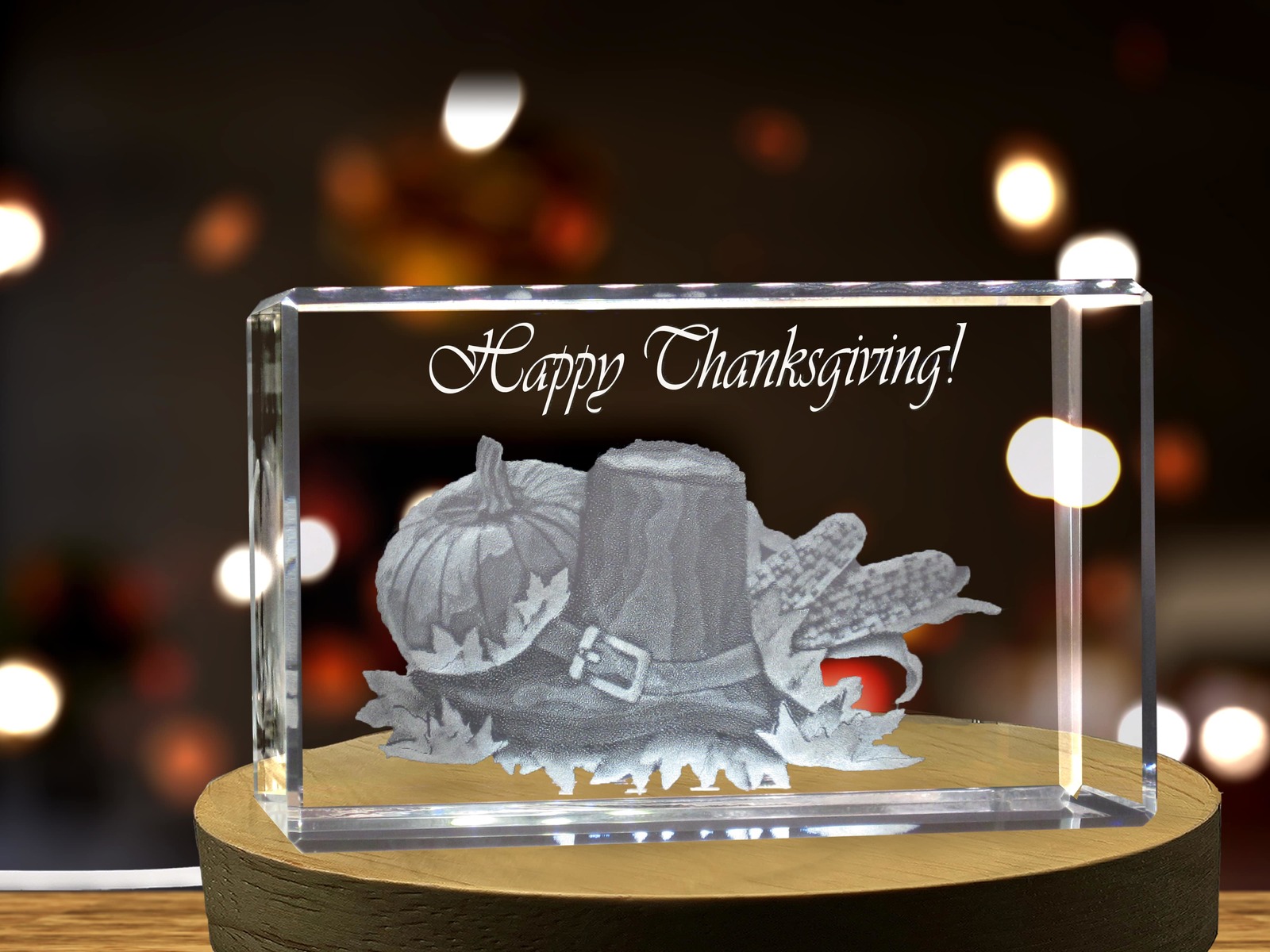 LED Base included | Thanksgiving 10 3D Engraved Crystal 3D Engraved Crystal Item image 3