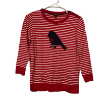 Talbots Womens Pullover Sweater Red Striped 3/4 Sleeve Heart Love Bird B... - $16.80