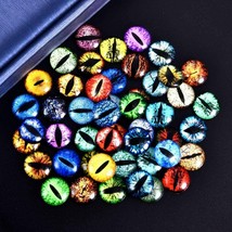 10 Cat&#39;s Eye Cabochons Domed Tiny Flatbacks Dragon Flat Backs Circle 12mm Mix - £3.05 GBP