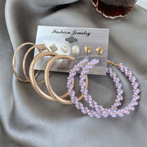 Cubic Zirconia &amp; Pearl 18K Gold-Plated Hoop Earring Set - £11.98 GBP