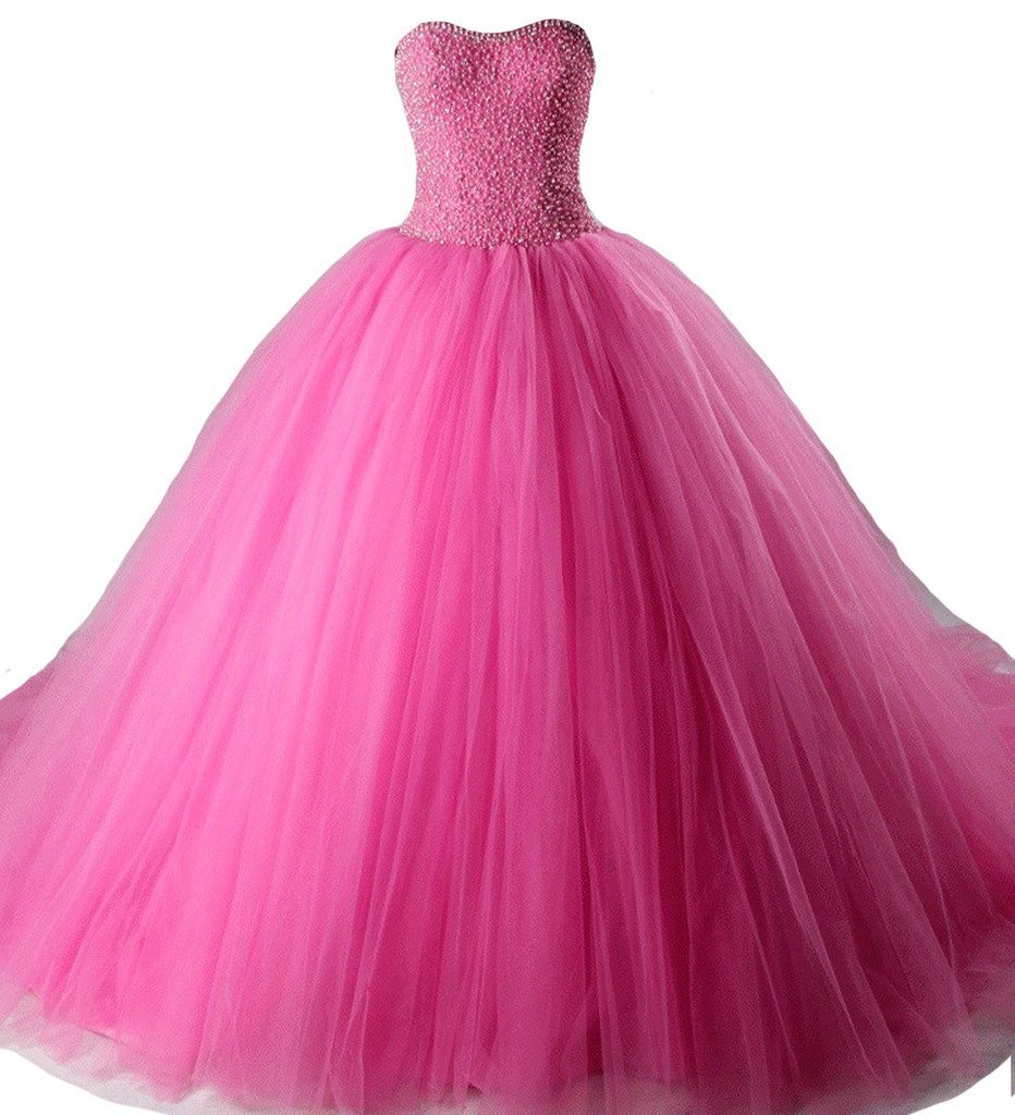 Kivary Beaded Crystals Pearls Long Custom Made Prom Formal Quinceanera Dresses H