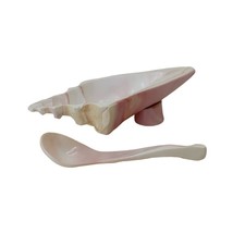 Conch Shell Hand Carved Bowl and Spoon Dip, Salsa, Salad, Condiment, Bahamas - £23.14 GBP