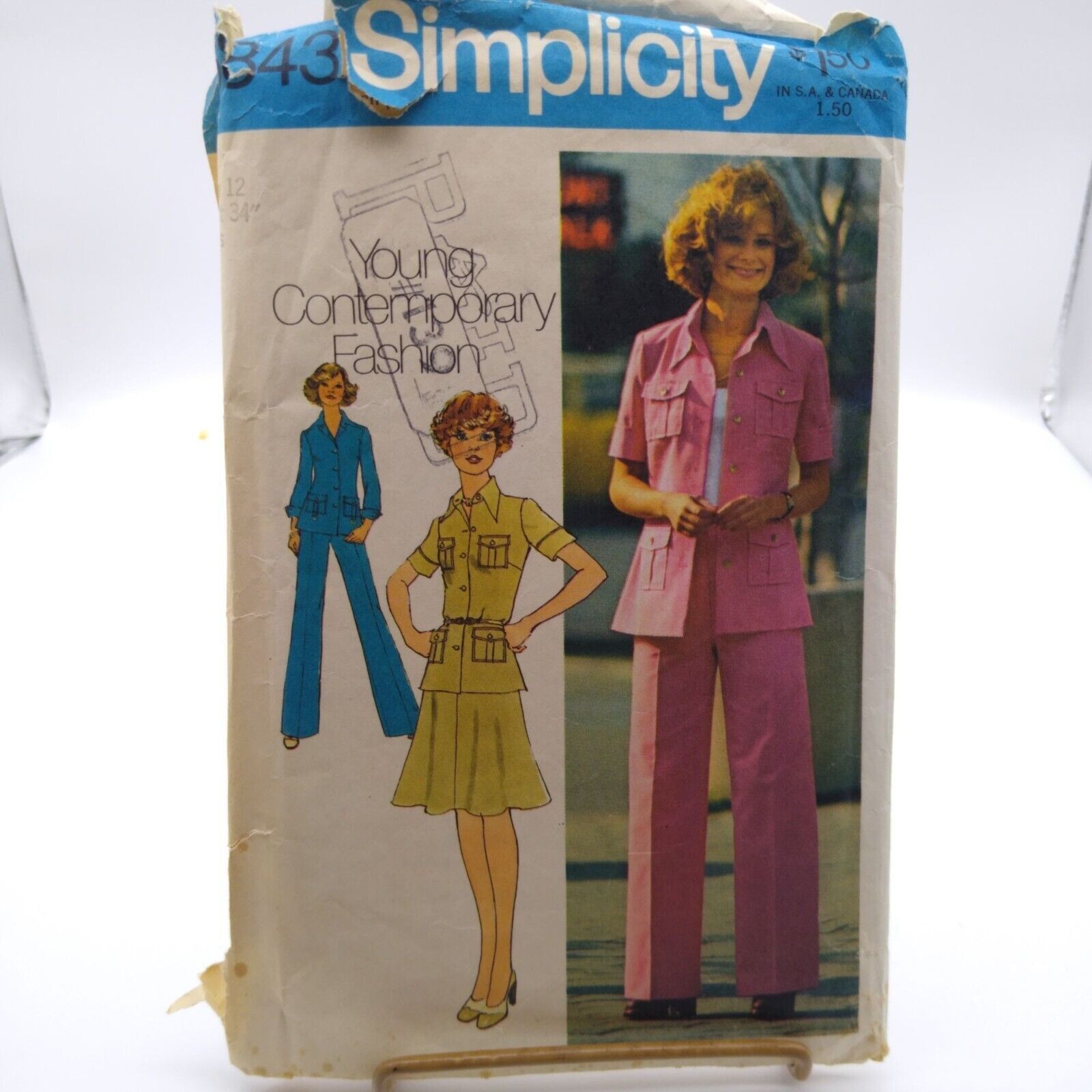 Vintage Sewing PATTERN Simplicity 6843, Young Contemporary Fashion, Misses 1975 - $17.42