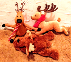 3 Shelf Sitting Reindeer Plush Adorable! Christmas Holiday Decorative Plush - $14.95