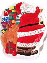 Elements Cookie Plate W/Santa Holding Presents Treats Plate 10 1/2&quot; x 7 ... - $11.74