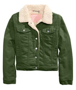 Jou Jou Big Kid Girls Sherpa Fleece And Corduroy Jacket, Small, Olive - £28.14 GBP
