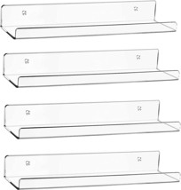 Cerpourt Acrylic Floating Wall Ledge Shelf, Wall Mounted Nursery Kids, Set Of 4 - £28.53 GBP