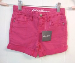 Eddie Bauer NWT Girls Size 6 Fuchsia Pink Shorts Flex Knit Denim Stretch Rolled - £14.90 GBP