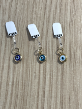 Evil Eye Lucky Pendant 14k Yellow Gold Blue Crystal, Spiritual Protection - $77.00