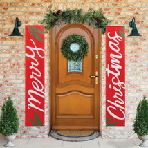 Holiday Time Merry Christmas Banner Hanging Decor, 2 Count - £15.81 GBP