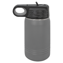 Gray 12oz Double Wall Insulated Stainless Steel Sport Bottle w/ Flip Top Straw - £13.76 GBP