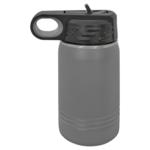 Gray 12oz Double Wall Insulated Stainless Steel Sport Bottle w/ Flip Top Straw - £13.86 GBP