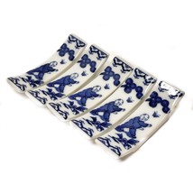 Set Of 5 Porcelain Asian Scene Blue Chopsticks Utensil Holders Rests Vin... - $11.85