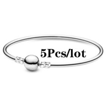 5Pcs/lot Silver Plated Basic Chain Charm Bracelets Fit DIY Original DIY Beads Br - £28.18 GBP