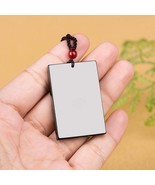 S925 Black Jade Simple Rectangle Medal Real Authentic Feicui Pendant Nec... - $64.00