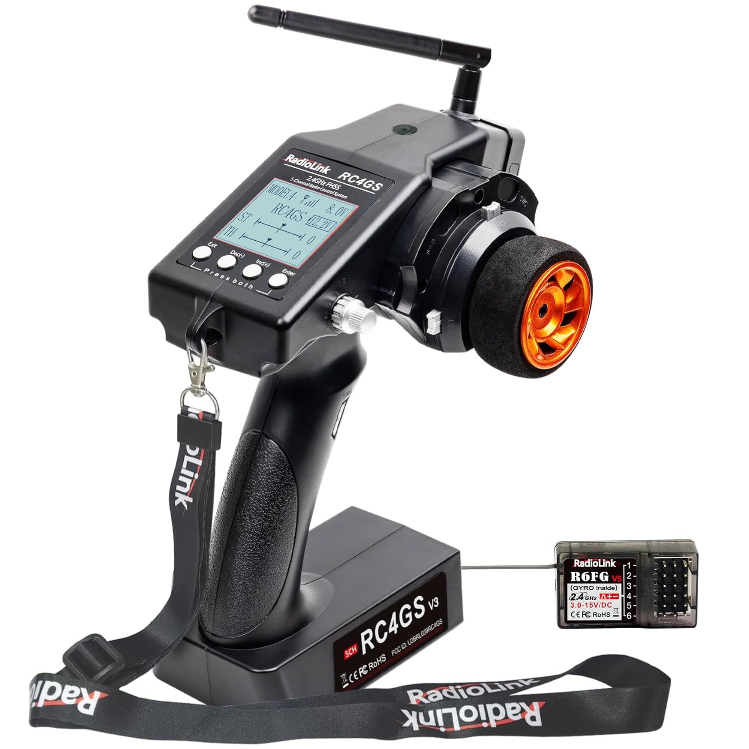 Radiolink RC4GS V3 5 Channels RC Transmitter and R6FG Gyro Receiver, 2.4GHz Surf