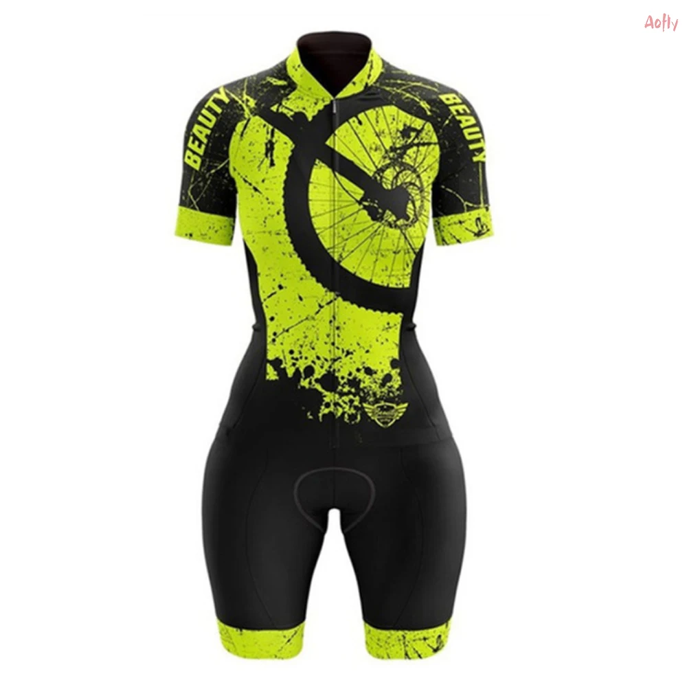 Sporting VEZZ0 Women Cycling Clothing Bike Short Female Monkey Jumpsuit Suit Yel - £56.75 GBP