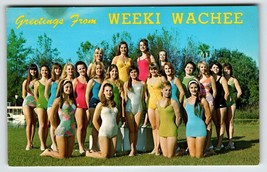 Greetings From Weeki Wachee Florida Postcard Mermaids Women Pose Outside Chrome - £11.31 GBP