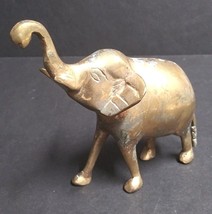 Brass Elephant Animal Desk Decor Vintage Paperweight with Patina 5&quot;h x 5&quot;w - £23.89 GBP