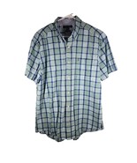 Tommy Hilfiger Mens Button Down Plaid Shirt Short Sleeve Blue Green Sz XL - $277.45 MXN
