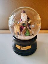Santa Reindeer 2011 Christmas Glitter Snow Globe, Glass Resin, Traditional - $16.58