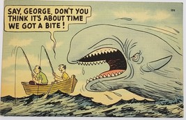 &#39;Say George Don&#39;t You Think It&#39;s About Time We Got A Bite Vintage Linen PostCard - £1.53 GBP