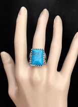 Simulated Turquoise Blue Cabochon Casual Everyday Ring Size 8.5 - £9.90 GBP