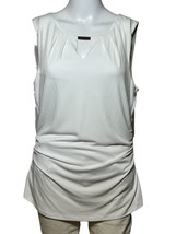 New Marc New York Blouse Women&#39;s XL White Sleeveless Ruched Workwear Career Top - £17.42 GBP