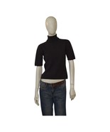 CELINE Paris Gray 100% Cashmere Short Sleeve Turtleneck Knit Top - €239,62 EUR