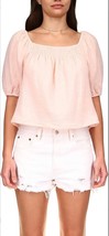 Sanctuary Womens Blouse Pink Short Sleeve Scoop Neck Smocked Cottagecore S New - £18.63 GBP