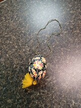 Red Black Yellow Ukrainian Pysanky Pisanki Hand Painted Hanging Easter Egg - $44.54