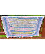 Crocheted Pastel Colored Baby Blanket Large 50&quot; x 70&quot; Bed Chair Lap Cover - $9.85