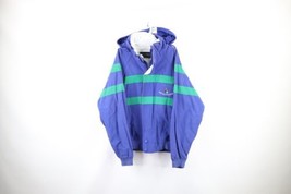 Vintage 90s Nautica Mens XL Faded Striped Sailing Spell Out Hooded Jacket Blue - £61.98 GBP