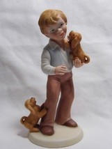 Vintage Ceramic Avon 1981 &quot;Best Friends&quot; Little Boy &amp; Puppies Dogs Figurine - £7.96 GBP