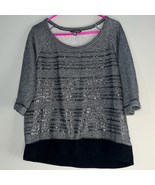 Women&#39;s VICTORIA SECRET Oversized Short Sleeve Sweater Size M Gray Black - €15,21 EUR