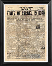 Framed 18X24&quot; Repro 1948 Palestine Post The State Of Israel Is Born Front Page - £111.08 GBP
