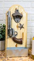 Wooden Rustic Wild West Cowboy Pistol Revolver Western Star Beer Bottle ... - $566.44 MXN